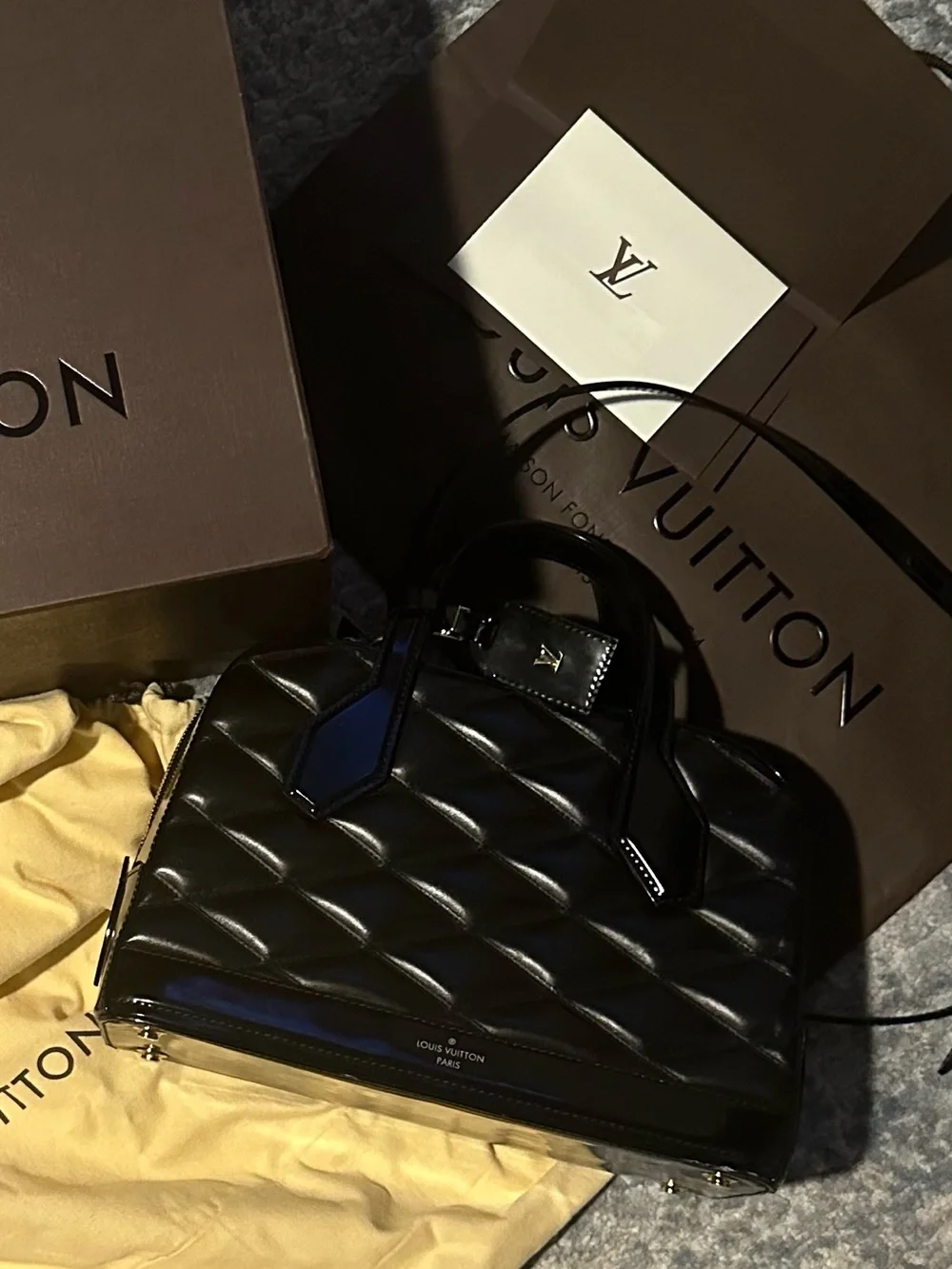 Louis Vuitton Black Dora PM Malletage